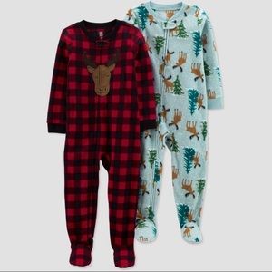TWO Carters fleece footed pajamas sz 2T